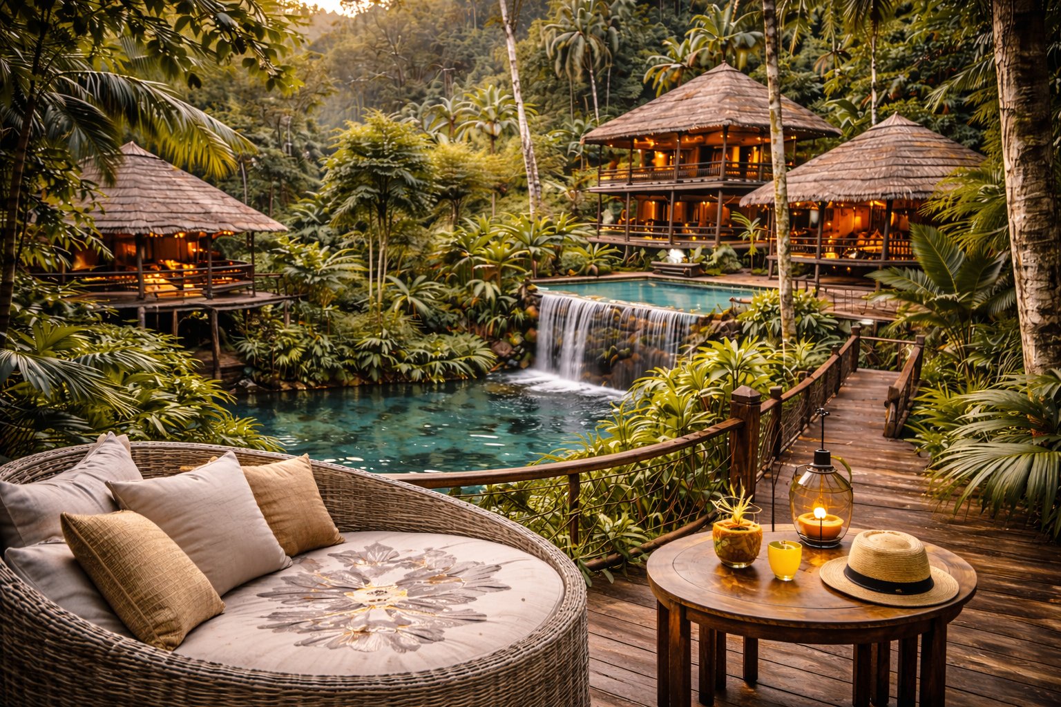 Paraíso tropical en un resort jungleño