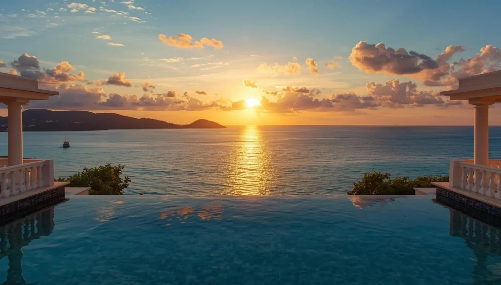 Imágen de atardecer junto al mar